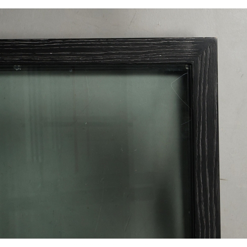 325 - OKA MARYLEBONE COFFEE TABLE. ebonised oak with glass plates, 42cm H x 160cm W x 140cm D.