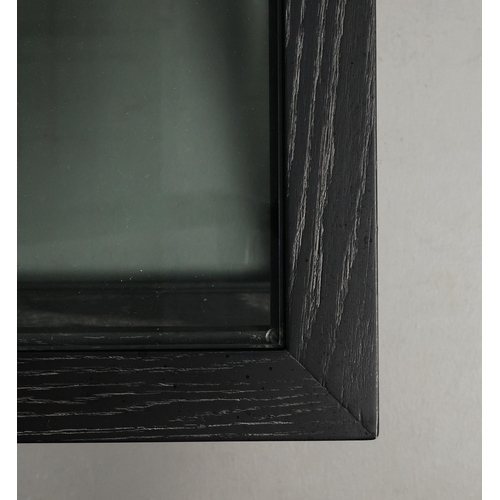 325 - OKA MARYLEBONE COFFEE TABLE. ebonised oak with glass plates, 42cm H x 160cm W x 140cm D.