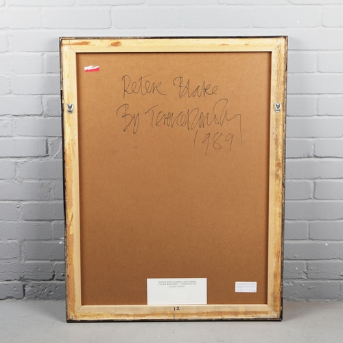 102 - TERENCE DONOVAN (1936 – 1996). PETER BLAKE, 1989. silver print, mounted. Signed, titled and dated in... 