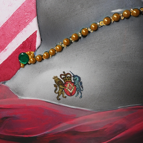 110 - MARK ILLUMINATI, QUEEN. framed and glazed, 98.5cm x 73cm approx.