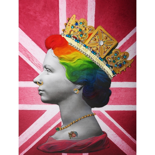 110 - MARK ILLUMINATI, QUEEN. framed and glazed, 98.5cm x 73cm approx.
