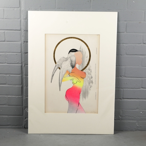 111 - RUGMAN. JOHN GOULD ANTIQUARIAN PRINTS (14). Original lithographs by Gould with enamel, spray paint &... 