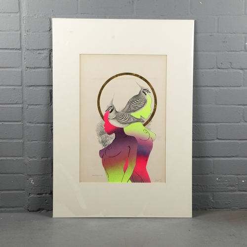 111 - RUGMAN. JOHN GOULD ANTIQUARIAN PRINTS (14). Original lithographs by Gould with enamel, spray paint &... 