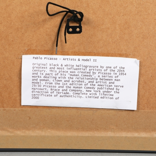 115 - PABLO PICASSO. ARTISTS AND MODEL & ARTISTS AND MODEL II (2). heliogravures, 36cm x 46cm, framed.