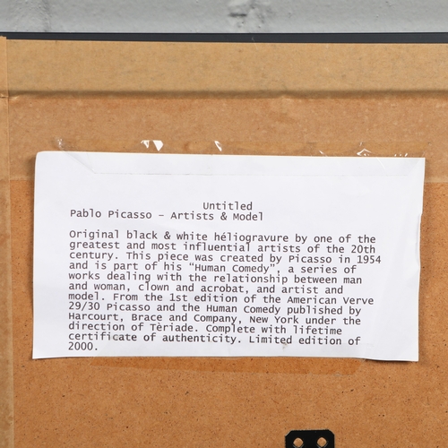 115 - PABLO PICASSO. ARTISTS AND MODEL & ARTISTS AND MODEL II (2). heliogravures, 36cm x 46cm, framed.