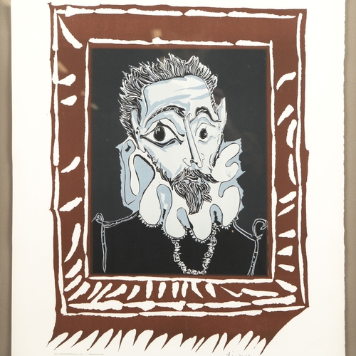 116 - PABLO PICASSO. L'HOMME A LA FRAISE. lithograph printed in colours, on Arches, 1973, after the linocu... 