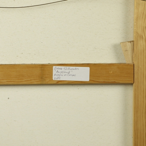 12 - ERENA WILLIAMSON (20TH CENTURY). AUCKLAND. oil on canvas, 101cm x 152cm, framed.