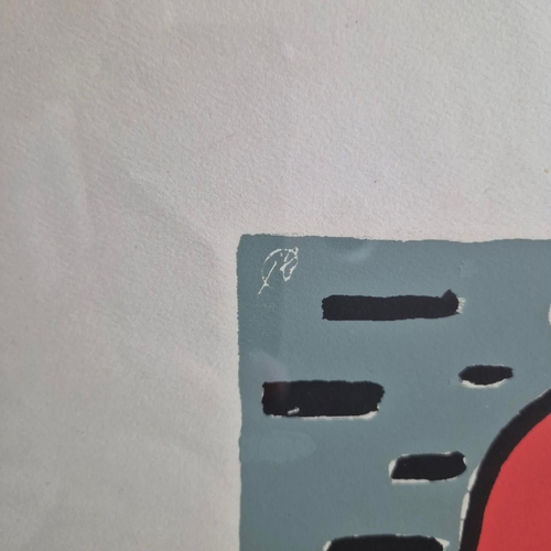 125 - FERNAND LEGER ( 1881-1955). COMPOSITION AVEC FORMES JAUNES ET ROUGE. Serigraph, 55cms x 36cms, numbe... 