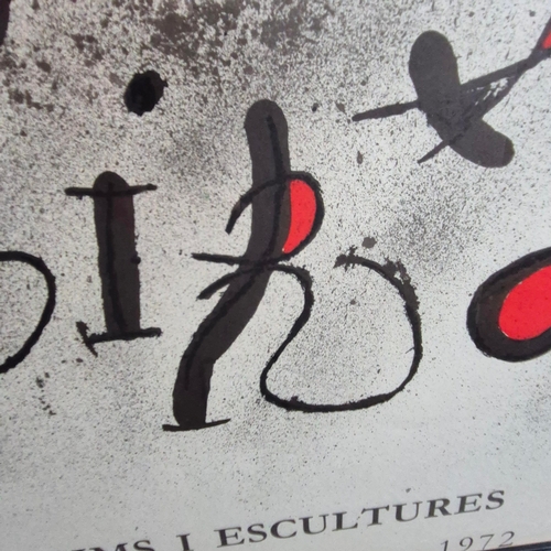 128 - JOAN MIRO. SOBRETEIXMS I ESCULTURES. Lithograph, 82cms x 55cms, published by Poligrafa, Barcelona, 1... 