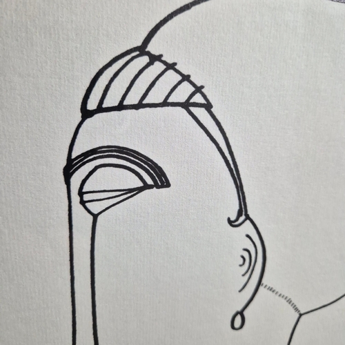 133 - AMEDEO MODIGLIANI. TETE EN PROFILE. Lithograph, 37cms x 27cms, Framed.