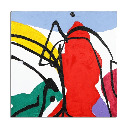 15 - JAZAMIN SINCALIR (CONTEMPORARY). ABSTRACTS (2). oils on canvas, 61cm x 61cm and 60cm x 60cm.