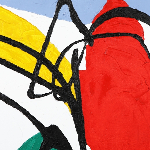 15 - JAZAMIN SINCALIR (CONTEMPORARY). ABSTRACTS (2). oils on canvas, 61cm x 61cm and 60cm x 60cm.