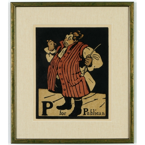 150 - WILLIAM NICHOLSON. A SET OF NINE ALPHABET LITHOGRAPHS. suite: Alphabet Series 1898, 24.7cm x 19.8cm ... 