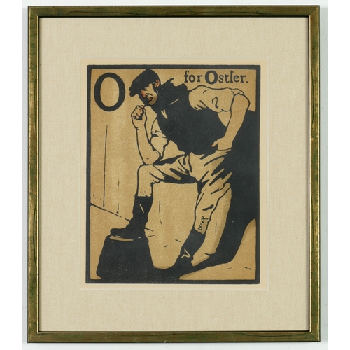150 - WILLIAM NICHOLSON. A SET OF NINE ALPHABET LITHOGRAPHS. suite: Alphabet Series 1898, 24.7cm x 19.8cm ... 