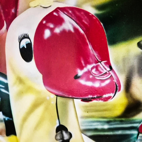 16 - CESAR J. SANTANDER. THE MERRY-GO-ROUND. acrylic on panel, on verso signed, titled and dated 'The Mer... 