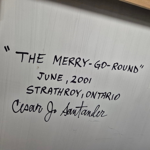 16 - CESAR J. SANTANDER. THE MERRY-GO-ROUND. acrylic on panel, on verso signed, titled and dated 'The Mer... 