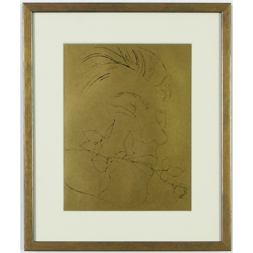 168 - AFTER ANDY WARHOL. A SET OF FOUR QUADRICHROMES. on gold paper, 28cm x 21cm each.