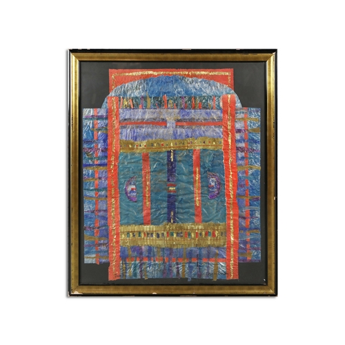 17 - SHIRLEY BRINSLEY (20TH CENTURY). JAVA. Mixed media collage, 99cm x 91cm, framed.