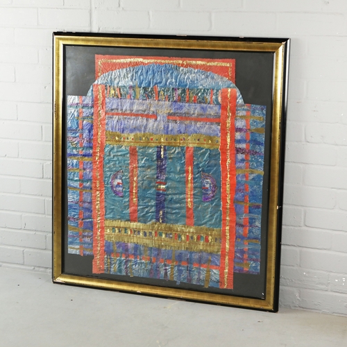 17 - SHIRLEY BRINSLEY (20TH CENTURY). JAVA. Mixed media collage, 99cm x 91cm, framed.