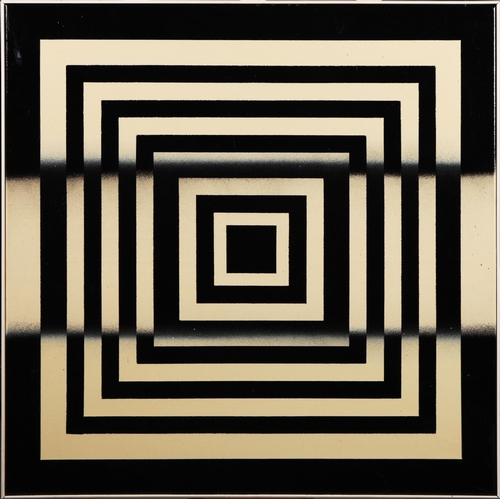 19 - PEDRO DENTINHO (B. 1972). ABSTRACT. oil on canvas, 71cm x 71cm, framed.
