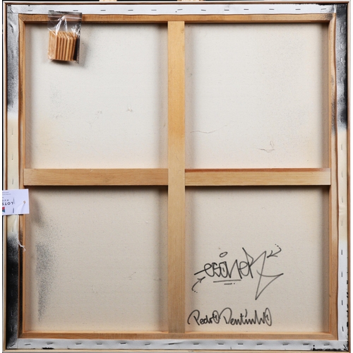 19 - PEDRO DENTINHO (B. 1972). ABSTRACT. oil on canvas, 71cm x 71cm, framed.