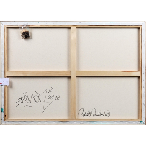 20 - PEDRO DENTINHO (B. 1972). ABSTRACT. oil on canvas, 71cm x 101cm, framed.