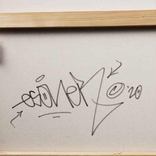 20 - PEDRO DENTINHO (B. 1972). ABSTRACT. oil on canvas, 71cm x 101cm, framed.