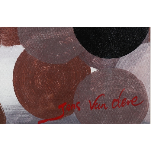 22 - JANS VAN CLEVE (20TH CENTURY). CIRCLES. oil on canvas, 92.5 x 122.5cm, framed.