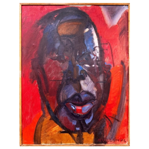 24 - GUILLON (20TH CENTURY FRENCH). TÊTE. oil on canvas, signed, titled and dated '74 verso, 114cm x 87cm... 