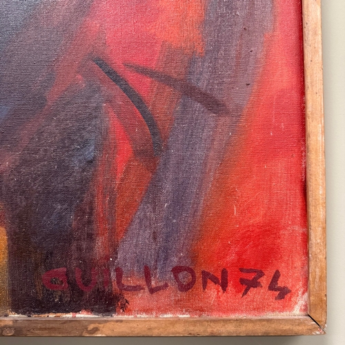 24 - GUILLON (20TH CENTURY FRENCH). TÊTE. oil on canvas, signed, titled and dated '74 verso, 114cm x 87cm... 