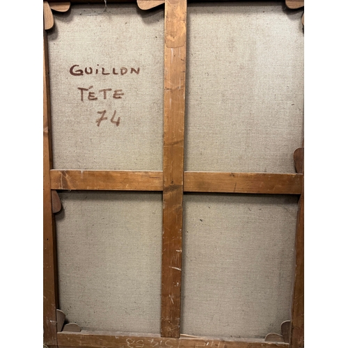 24 - GUILLON (20TH CENTURY FRENCH). TÊTE. oil on canvas, signed, titled and dated '74 verso, 114cm x 87cm... 