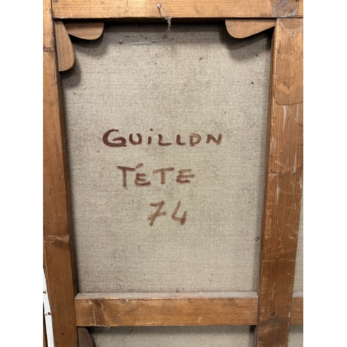 24 - GUILLON (20TH CENTURY FRENCH). TÊTE. oil on canvas, signed, titled and dated '74 verso, 114cm x 87cm... 