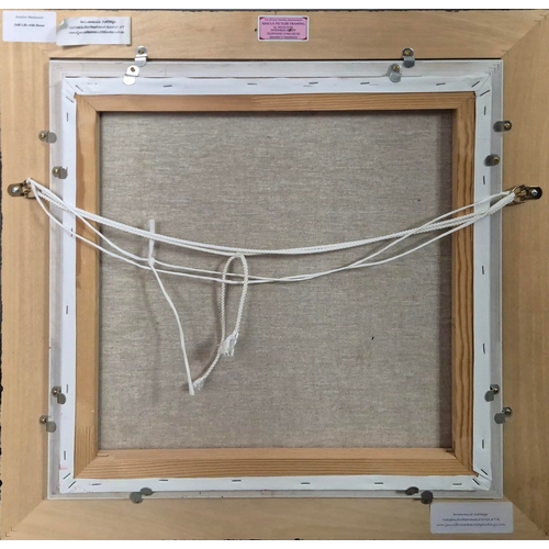 25 - JENNIFER MACKENZIE. STILL LIFE WITH ROSES. oil on canvas, 66cm x 66cm, framed.