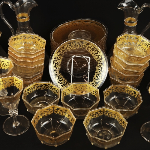 GLASSWARE, VENETIAN (qty). octagonal with decorative gilt detail ...