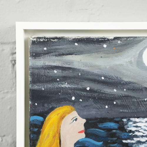 28 - ALAN FURNEAUX (BRITISH B.1953). MERMAID. oil on canvas, 43cm x 43cm, framed.