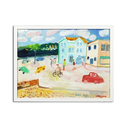 29 - ALAN FURNEAUX (BRITISH B.1953). SEASIDE LANDSCAPE. oil on canvas, 32.5cm x 42.5cm, framed.