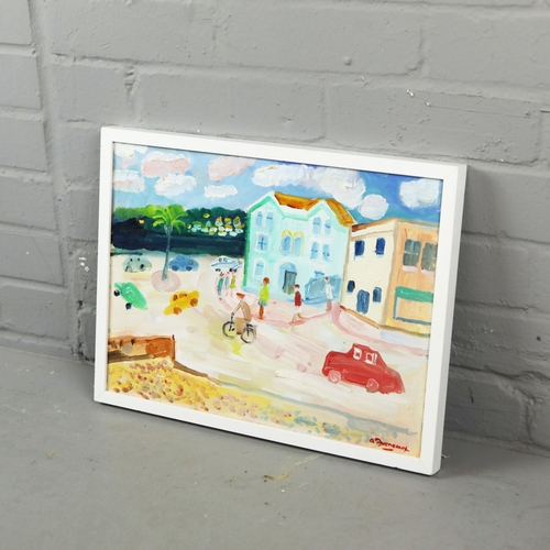 29 - ALAN FURNEAUX (BRITISH B.1953). SEASIDE LANDSCAPE. oil on canvas, 32.5cm x 42.5cm, framed.