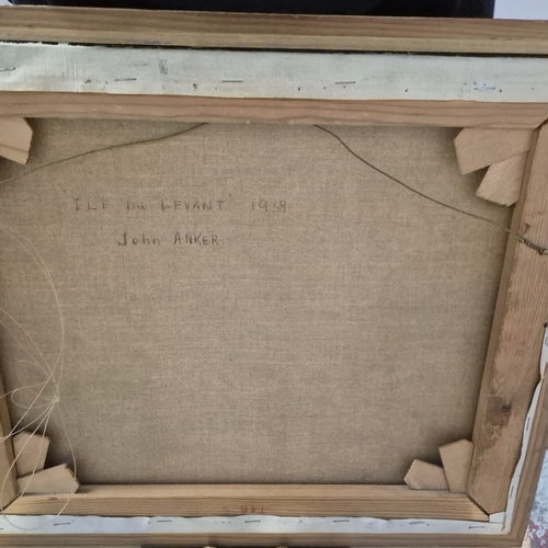 30 - JOHN ANKER (1919-2004. ILE DU LEVANT 1958. Oil on Canvas, 37.5cms x 45.5cms, signed. inscribed verso... 