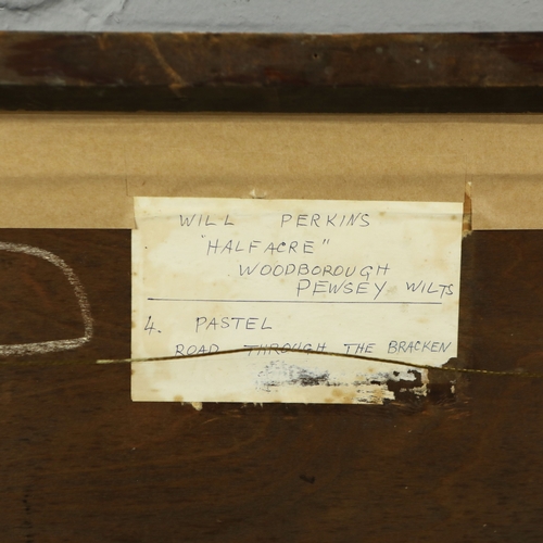 38 - WILL PERKINS. ROAD THROUGH THE BRACKEN. pastel, 57cm x 77cm, framed.