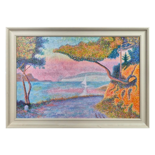 39 - AFTER PAUL SIGNAC. GOLFE JUAN. Oil on Board, 34cms x 49cms, signed 