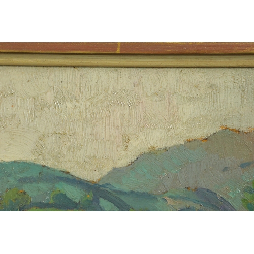 4 - HENRY LAMB (1883-1960). A VIEW IN KILLARNEY. oil on panel, bears a Michael Parkin Gallery label to v... 