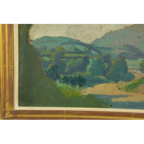 4 - HENRY LAMB (1883-1960). A VIEW IN KILLARNEY. oil on panel, bears a Michael Parkin Gallery label to v... 