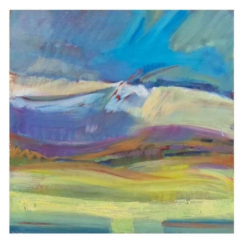 40 - CATHARINE SOMERVILLE (CANADA/UK). SUMMER HILLS. Oil on Panel, 40cms x 40cms, Signed and inscribed ve... 