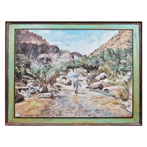 42 - KEN DAVIS. A SPRING IN AMAN. acrylic on board, 73cm x 96cm, framed.