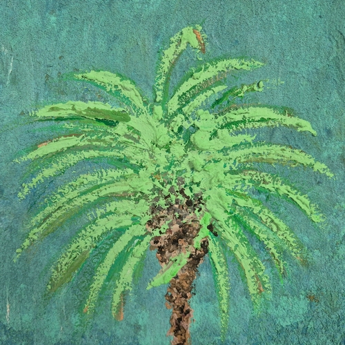 43 - KEN DAVIS. TRANQUILITY (LIBYA). acrylic on canvas, 106cm x 55cm, framed.