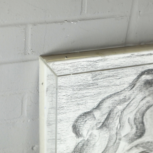 46 - MERCEDES LASARTE (ARGENTINIAN B.1941). PORTRAIT OF BORJA THYSSEN. 1996, charcoal on canvas, signed a... 