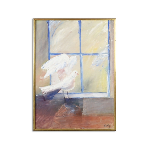 47 - KJELL HÖGSTRÖM. BIRD BY THE WINDOW. oil on canvas, signed, titled and dated 1977 verso, 103cm x 76cm... 