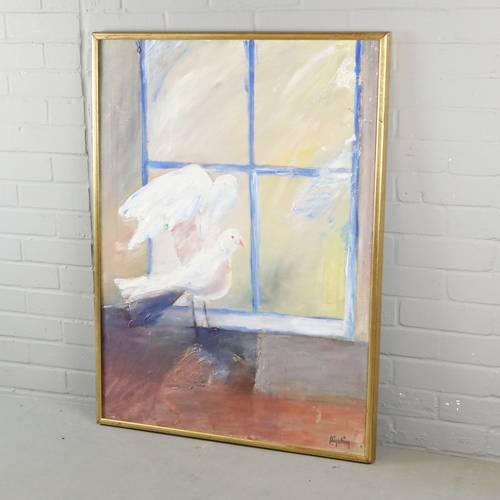 47 - KJELL HÖGSTRÖM. BIRD BY THE WINDOW. oil on canvas, signed, titled and dated 1977 verso, 103cm x 76cm... 