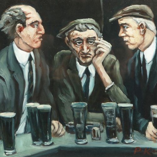 49 - P KENNEDY. PUB SCENE. oil on board, signed bottom right, glazed and framed, 49 cm H x 59 cm W (frame... 