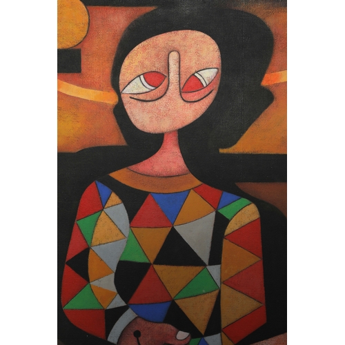 5 - ORLANDO BOFFILL HERNANDEZ (CUBAN B.1964). LA NUEVA OLA. oil on canvas, 107cm x 78cm, framed.